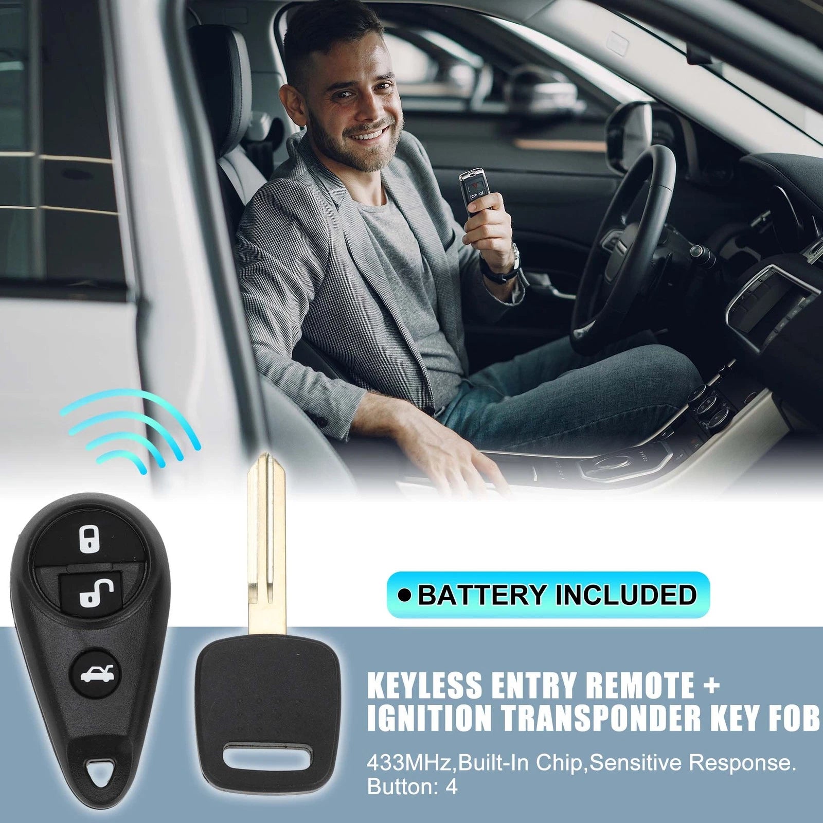 Keyless Entry Remote Key Fob 433MHz for Subaru Outback (2000–2009)