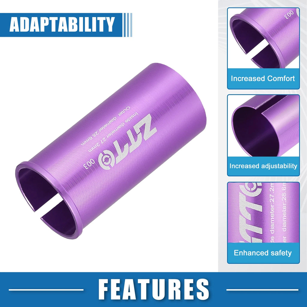 Seat Post Adapter Durable Purple 27.2mm ID 28.6mm OD for Bicycle (—)