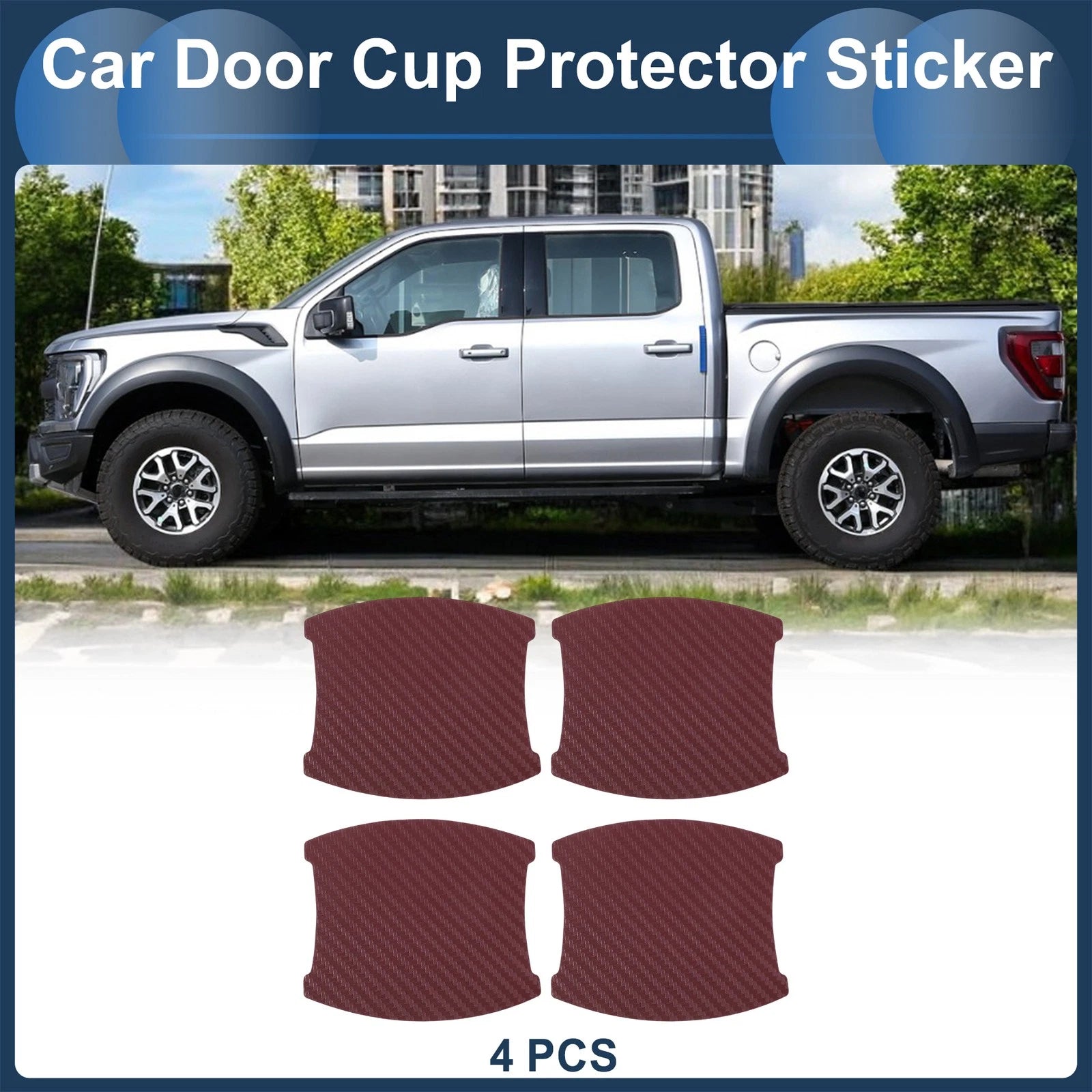 3D Car Door Handle Scratch Protector for (84x94mm) Wine Red