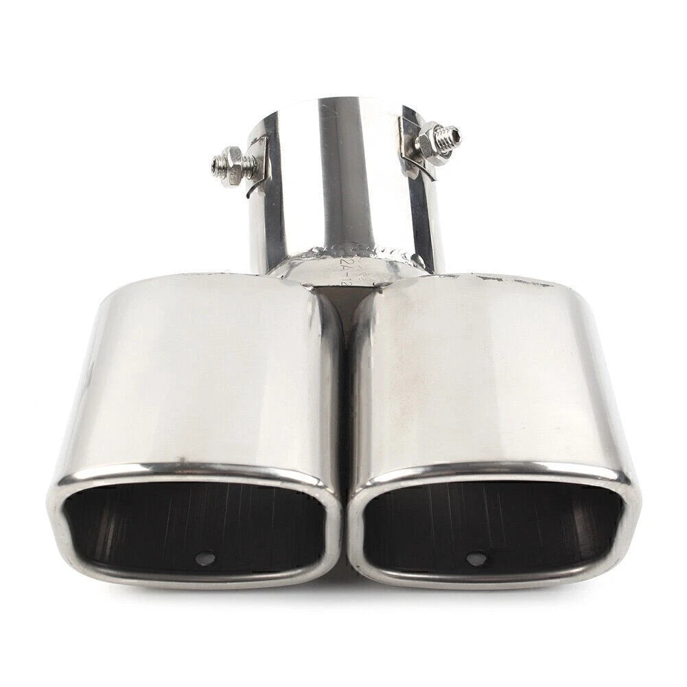 Dual Silver Rear Exhaust Pipe Tail Muffler Tip for Universal Fit