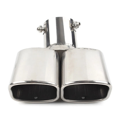 Dual Silver Rear Exhaust Pipe Tail Muffler Tip for Universal Fit