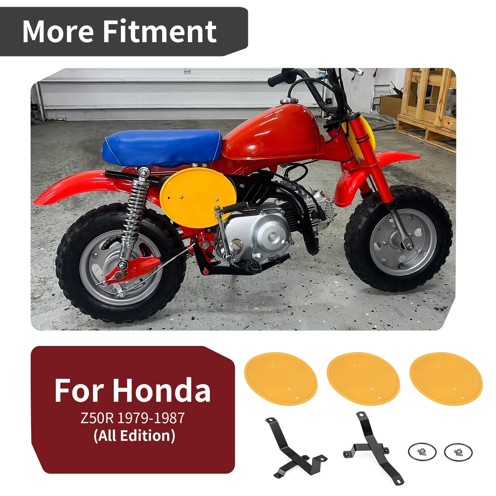 3 Yellow Number Plate Kit for Honda Z50R (1979–1987)