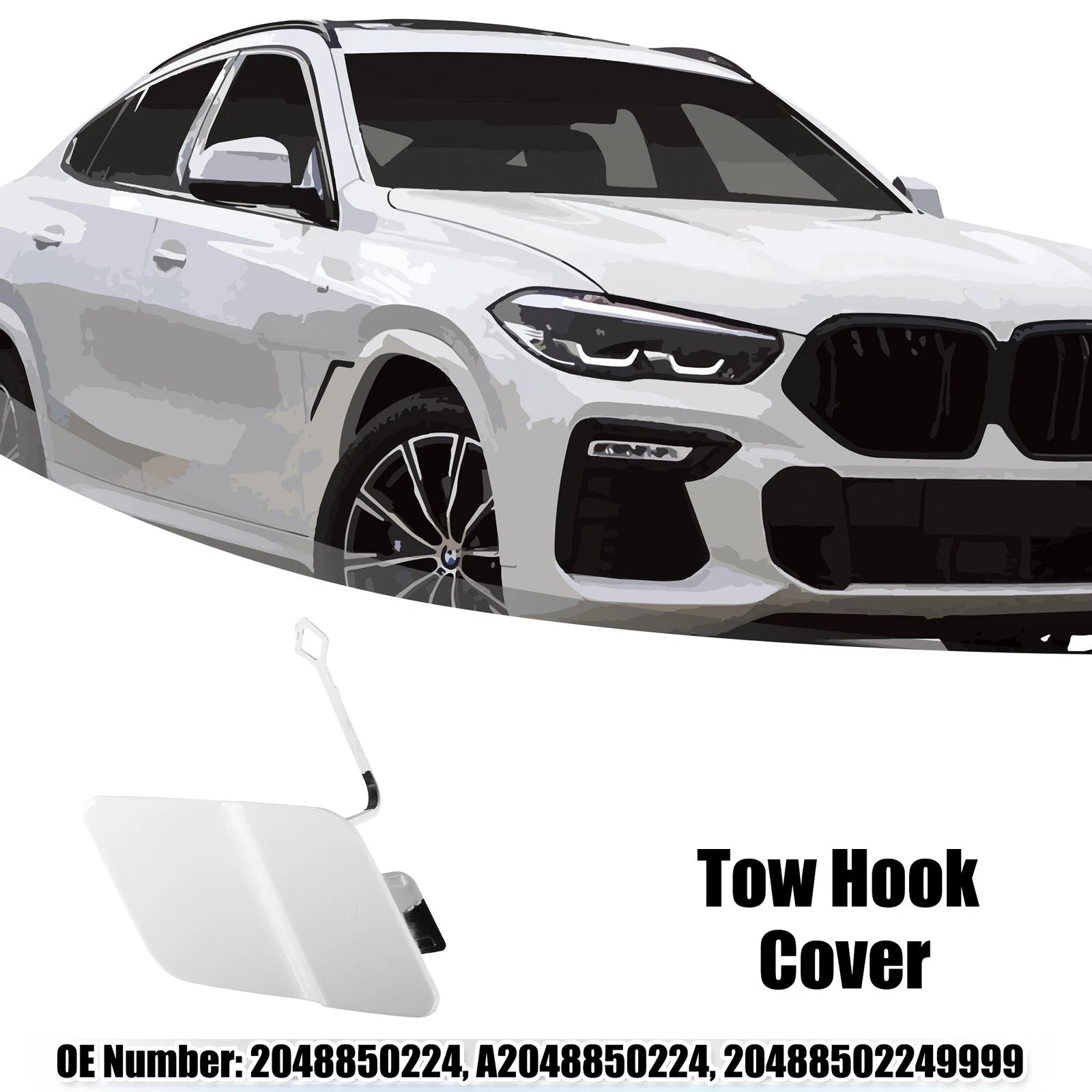 Front Bumper Tow Hook Eye Hole Cover Replacement for Mercedes GLK250 (2010–2015)