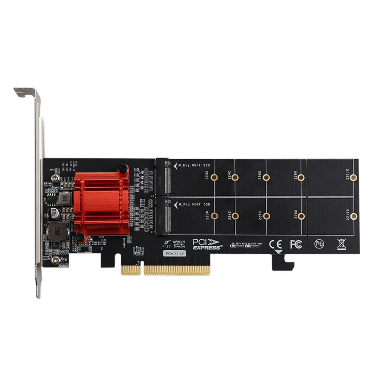 M.2 SSD Adapter Expansion Card for PCIe 3.1 X8 (Dual M-key)
