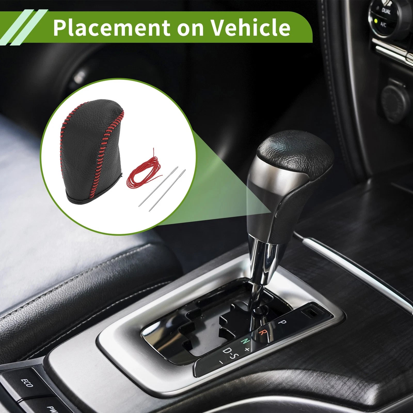 Gear Shift Knob Cover for Dodge Journey 2011–2020 Pebbled Black Red