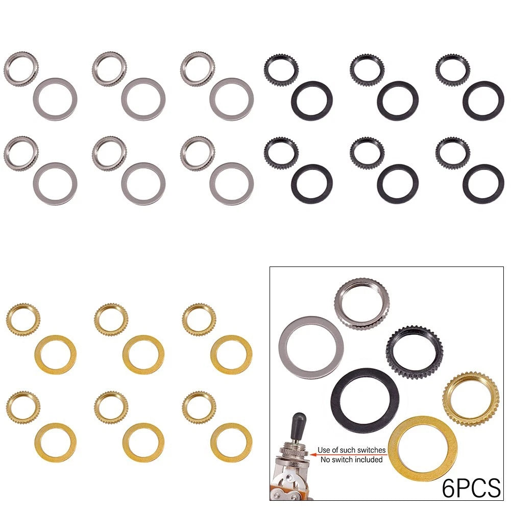 Set of 6 Guitar Potentiometer Nuts and Washers for Repair