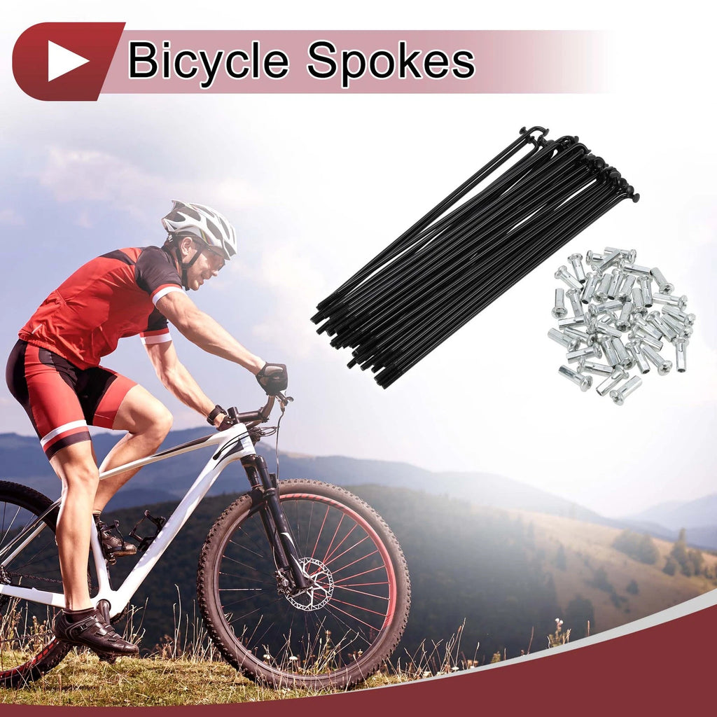 Bicycle Spokes 134mm Carbon Steel Replacement for 13G Bike Wheel Set