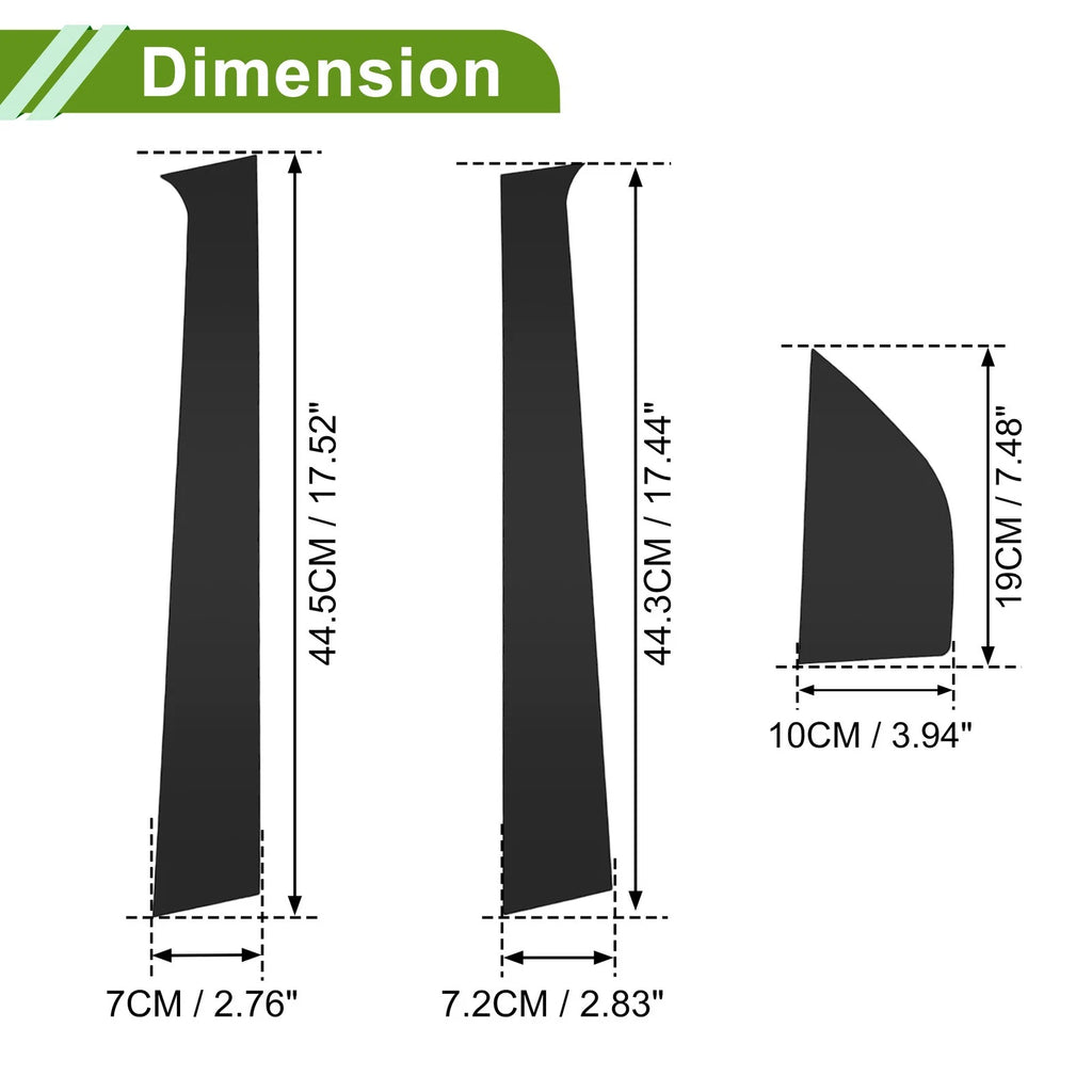 6 Pcs Pillar Window Trim Replacement for Chevy Aveo 2002–2006 Black