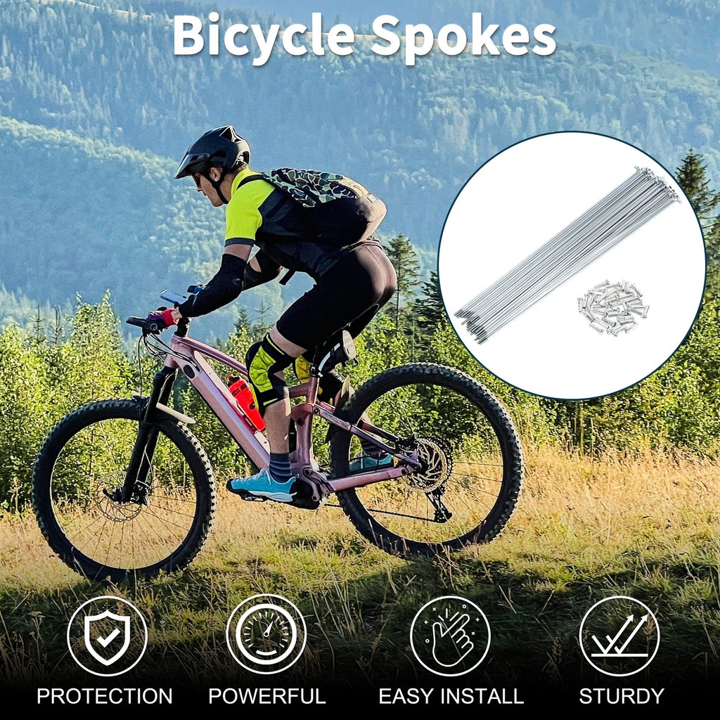 14G Bicycle Spokes Nipple Set 229mm Carbon Steel for Universal (1-Pack)