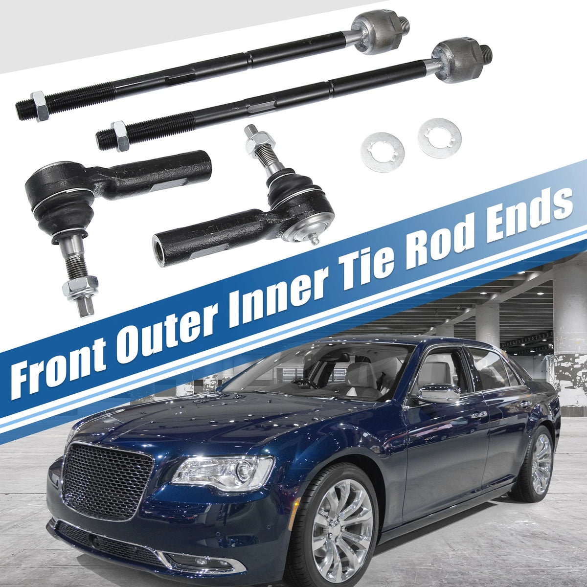 4 Pcs Front Inner Outer Tie Rod Ends for Dodge Challenger Charger (2008–2023)