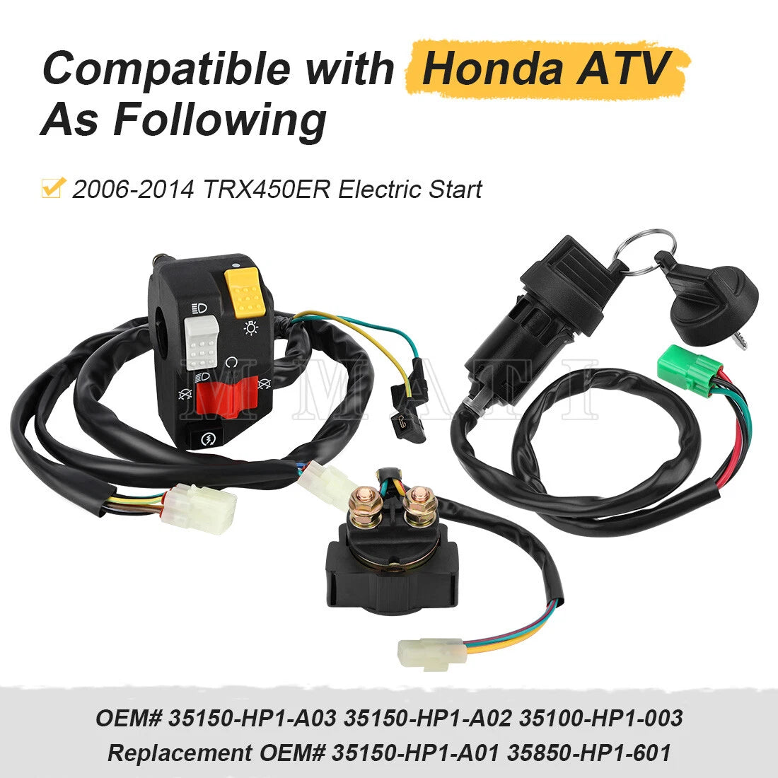 Handlebar Ignition Key Switch w/Starter Relay for Honda TRX450ER (2006–2014)