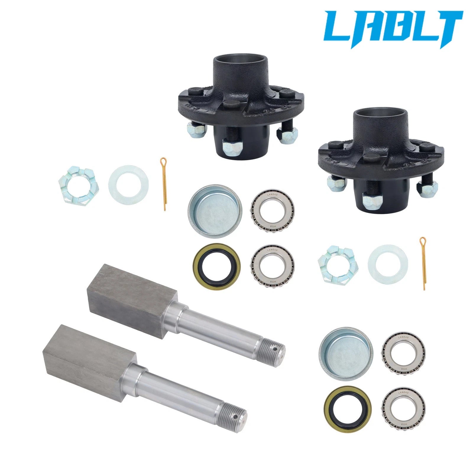 4" Bolt Trailer Wheel Hub Kit & 1" Square Shaft Spindle Assembly