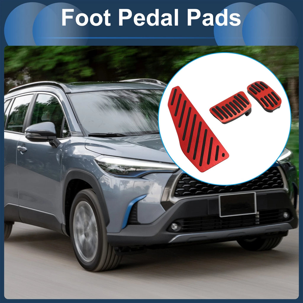 3 Pc Automatic Foot Accelerator Pedal Covers for Toyota Corolla Cross (2018–2024) Red