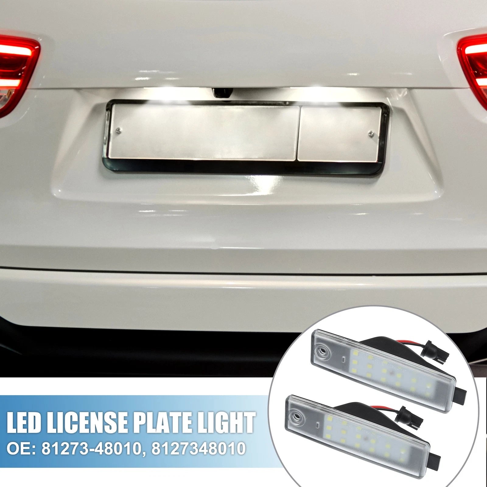 White LED License Plate Light Pair Replacement for Toyota RAV4 (2010–2014)