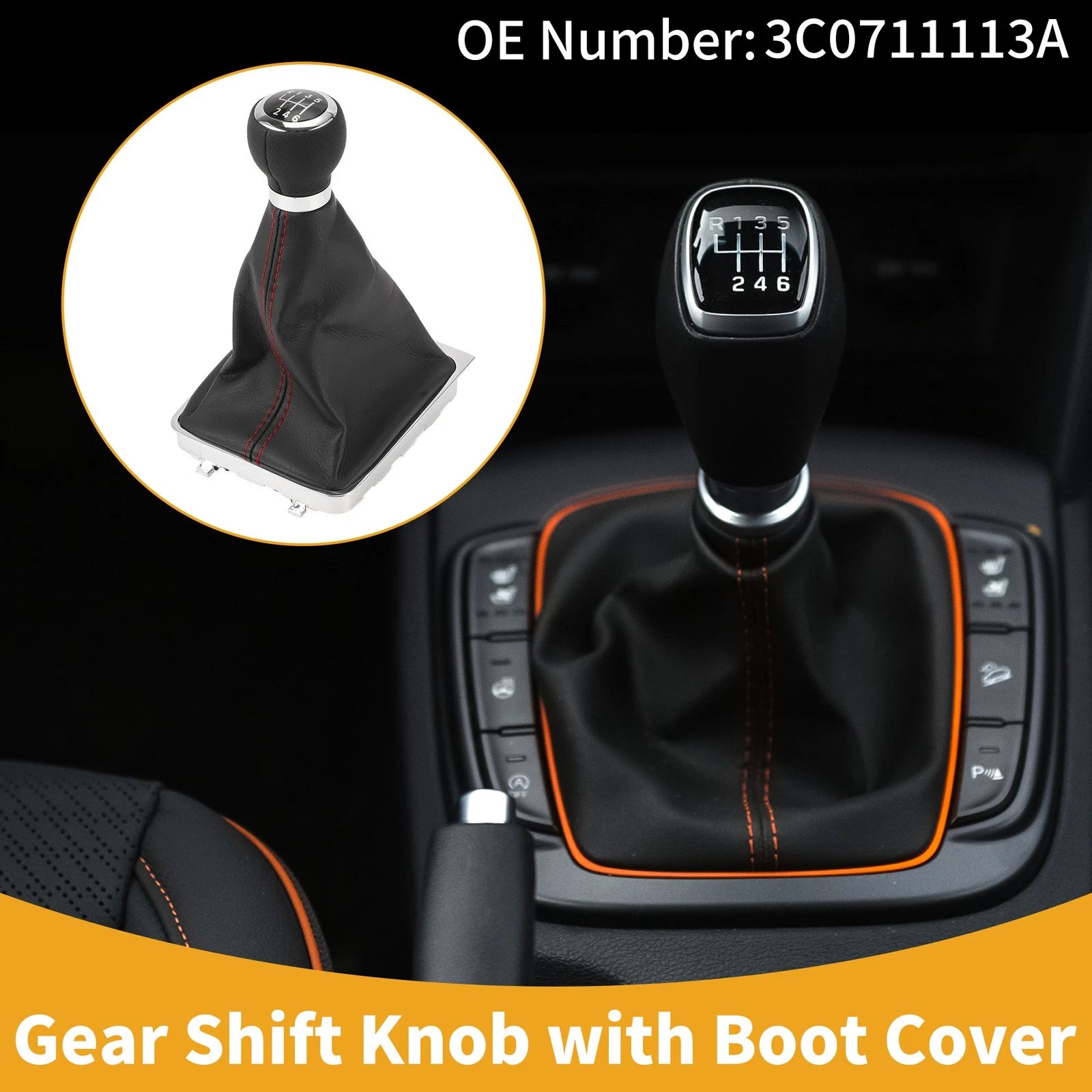 6 Speed Gear Shifter Knob Replacement with Cover for VW Passat (2006–2010)