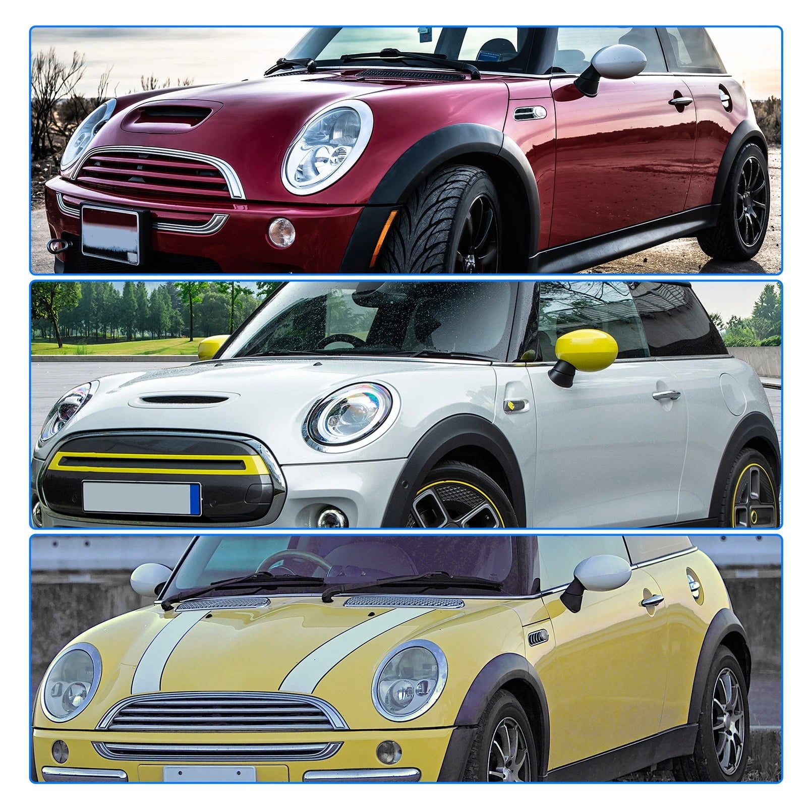 Pair Headlight Trim Rings for Mini Cooper (2007–2015) No. 51137149905/51137149906