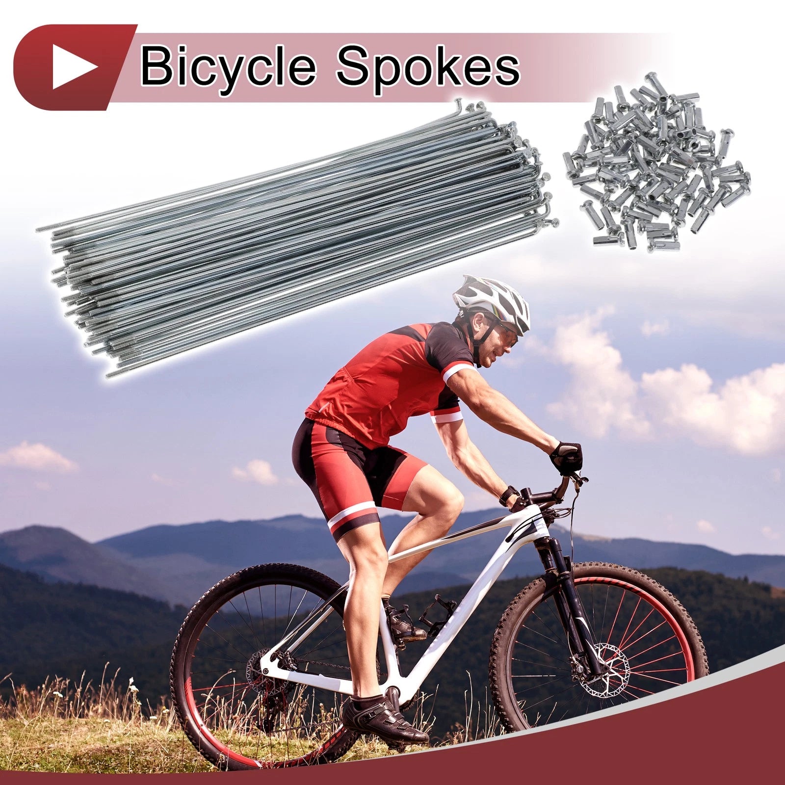 Bicycle Spokes Set 192mm Carbon Steel Galvanized for 14G Wheel (192mm)