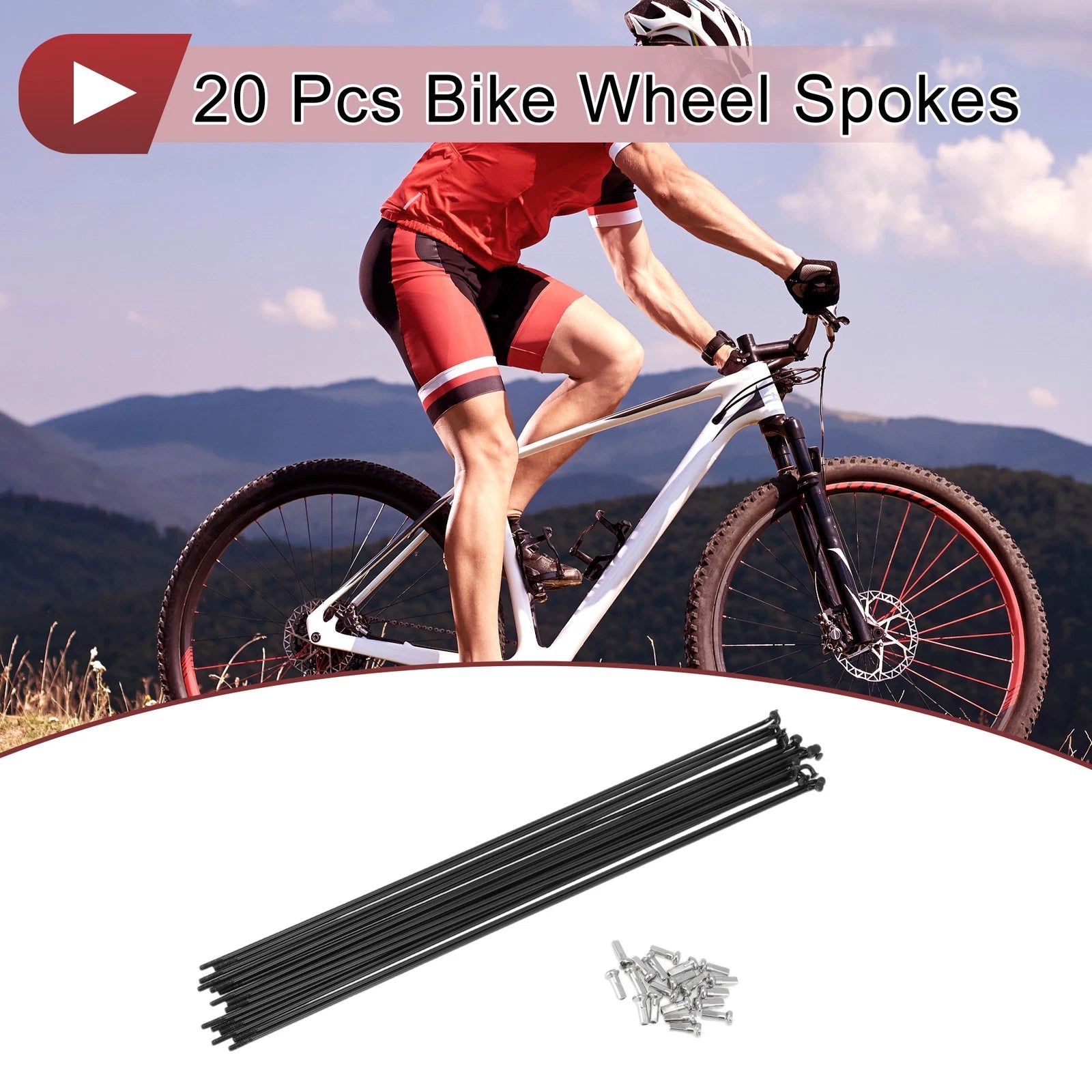 Bicycle Spokes Replacement Set for 13G 261mm 304 Stainless Black (20)