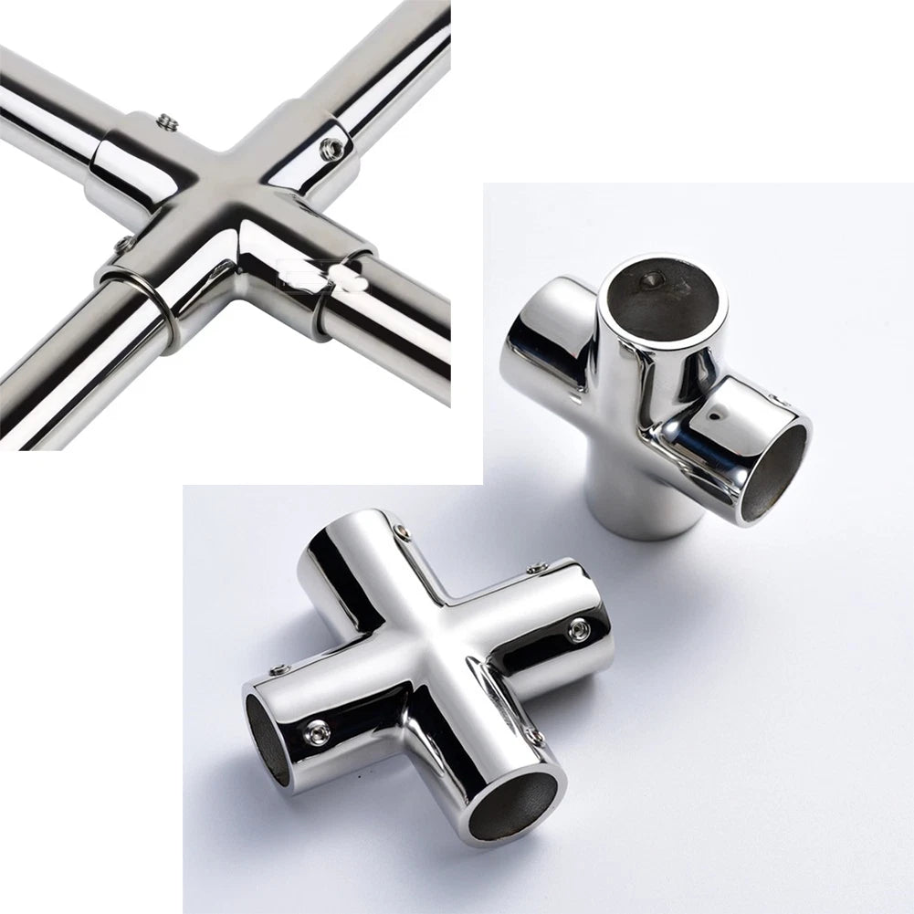 4-Way Cross Pipe Connector for Marine Applications (Stainless Steel 316)