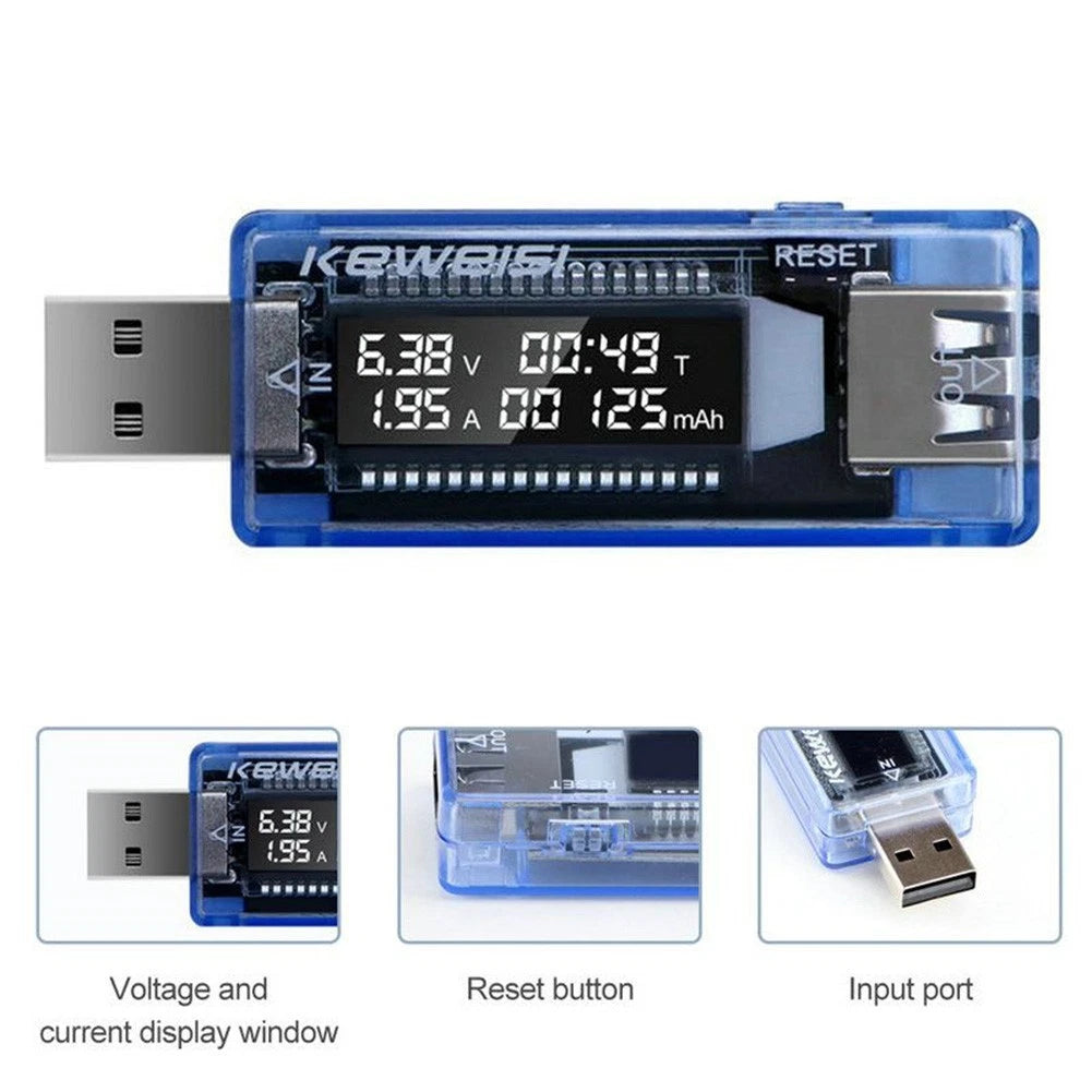 USB Voltmeter Ammeter 0-3A 3-20V for Universal Applications