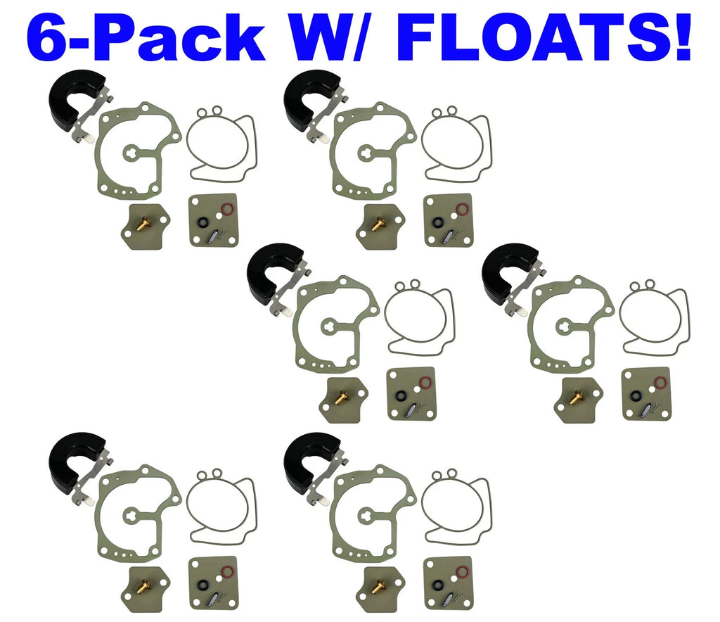 6-Pack Carb Repair Kit for Johnson Evinrude V4 V6 V8 Looper (439078 439079)