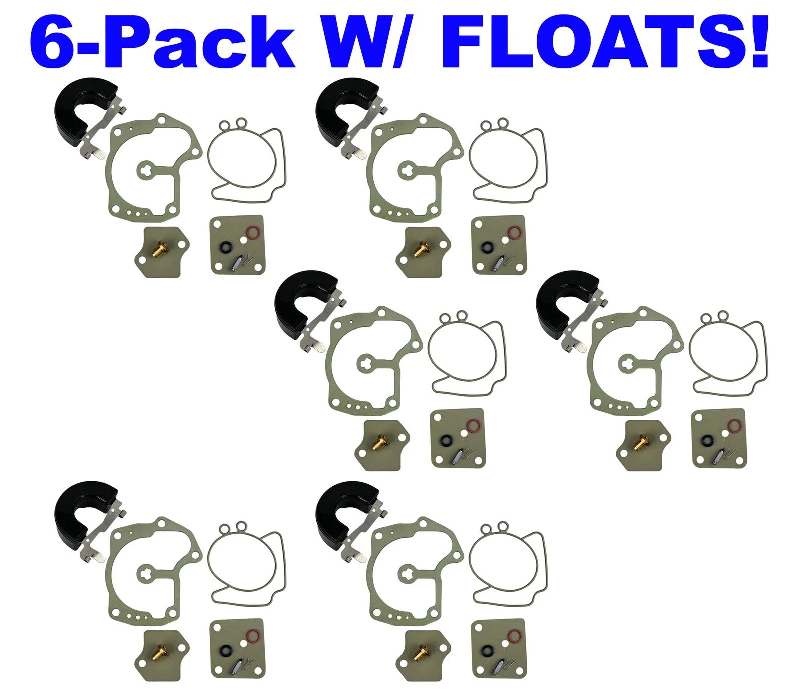 6-Pack Carb Repair Kit for Johnson Evinrude V4 V6 V8 Looper (439078 439079)