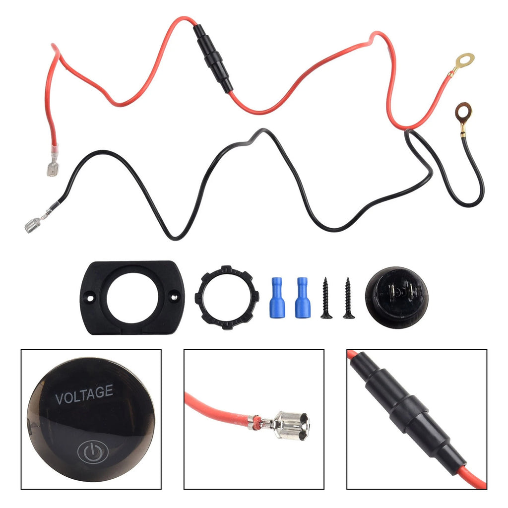 LED Volt Meter Gauge Touch ON/OFF Switch for 12V 24V Vehicles