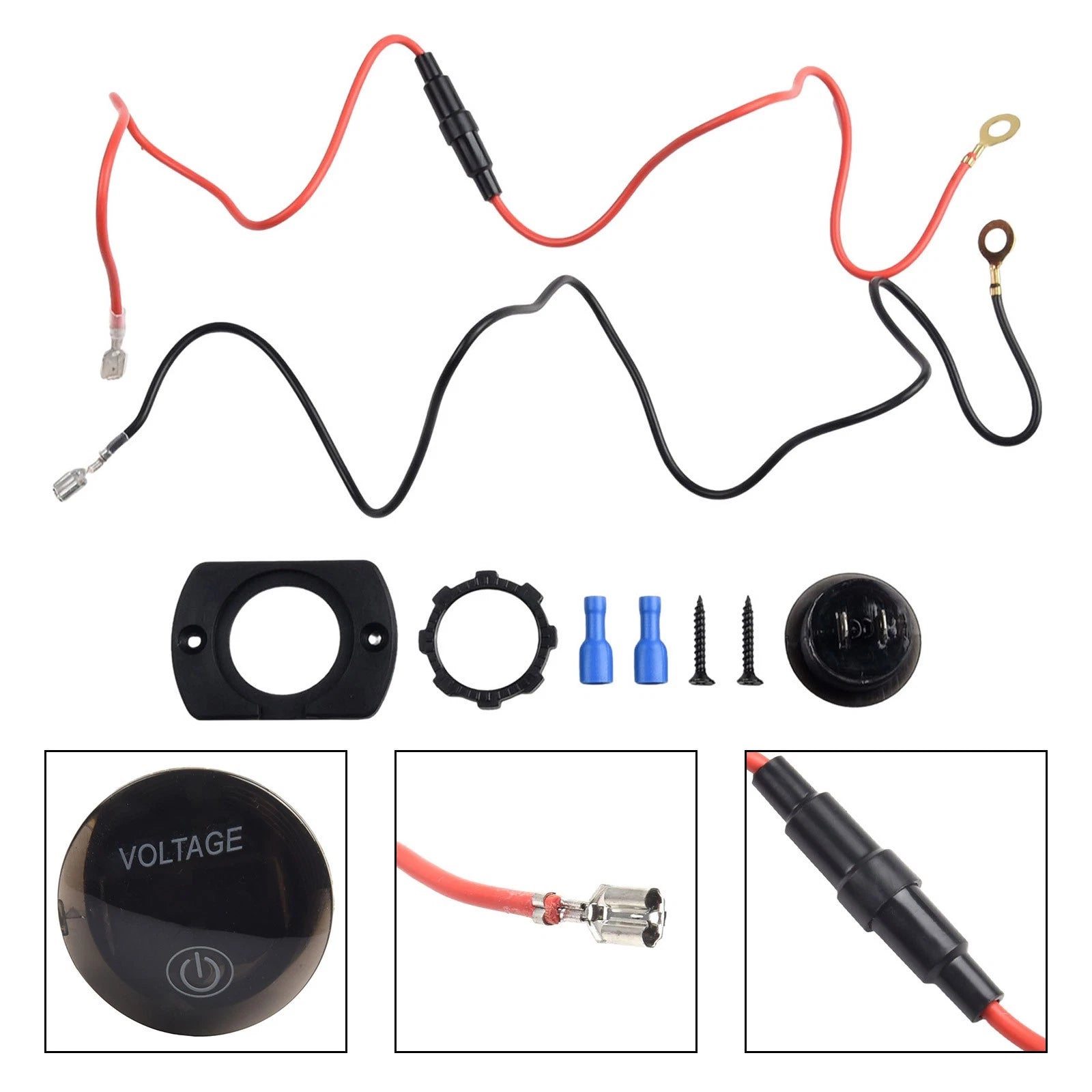 LED Volt Meter Gauge Touch ON/OFF Switch for 12V 24V Vehicles