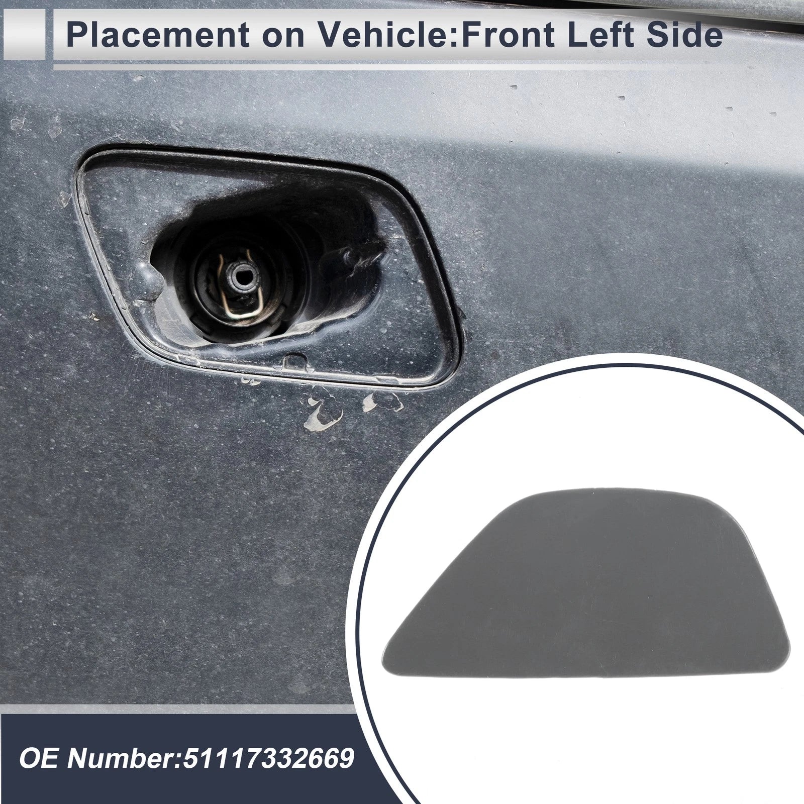 Front Left Bumper Headlight Washer Nozzle Cover Cap for BMW 535i (2011–2016)