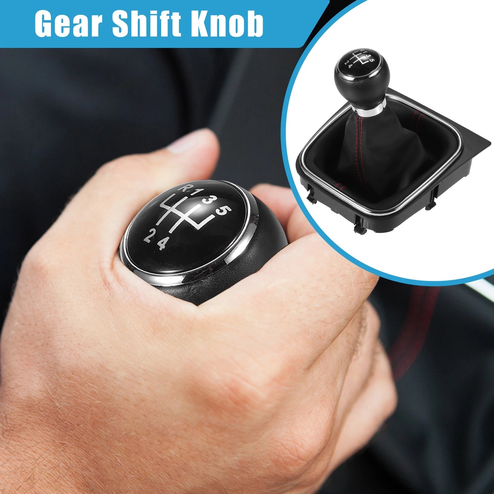 5 Speed Manual Gear Shift Knob Replacement with Boot for Volkswagen Golf (2006–2009)