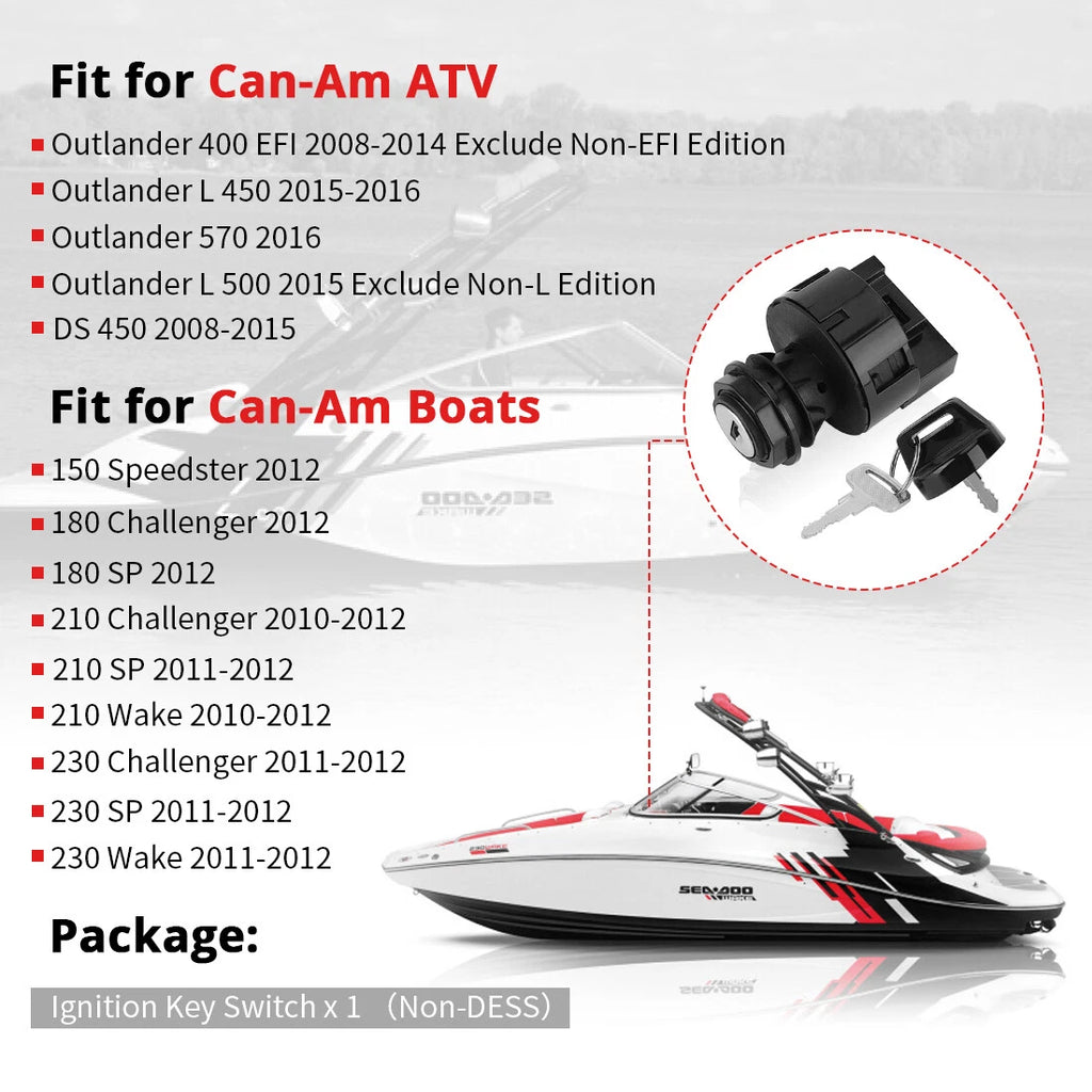 Ignition Switch with Matched Keys for Can Am Outlander 450 L 500 570 (2015–2023)