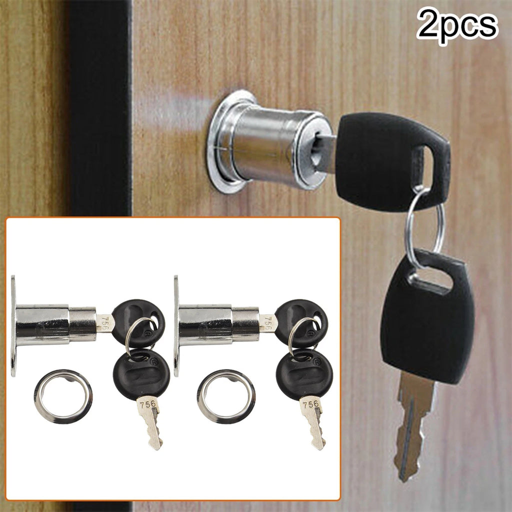 2X Cabinet Push Plunger-Lock Cylinder Locks for Home Tool