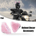 Helmet Decoration Plush Cat Ears Pair for Bicycle Motorcycle (White Pink) (—)