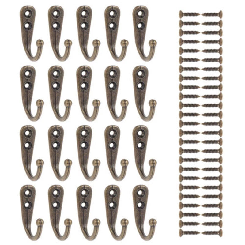 20 Pack Wall Mounted Coat Hooks with Screws
