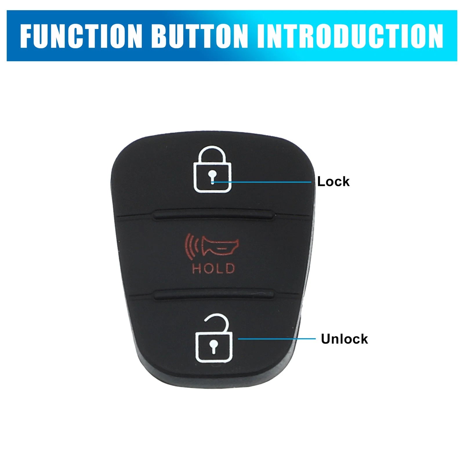 3 Button Key Fob Case Cover Replacement Rubber Keypad for Hyundai (2006–2010)