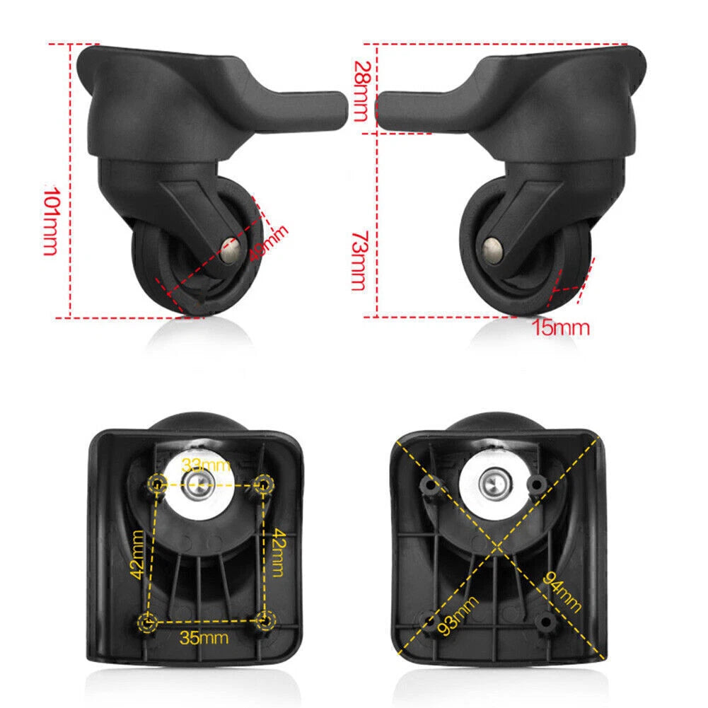 Set of 4 Replacement Swivel Wheels for Luggage/Suitcase W044