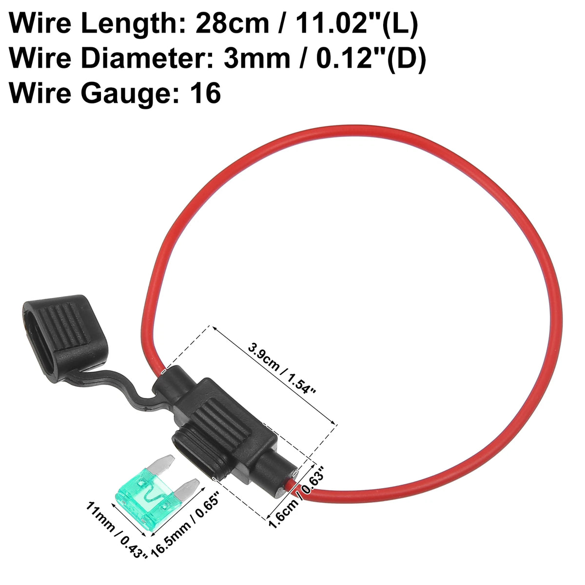 Set of 3 Inline Mini Fuse Holders for DC 12V Car ATC Blade Style (30A)