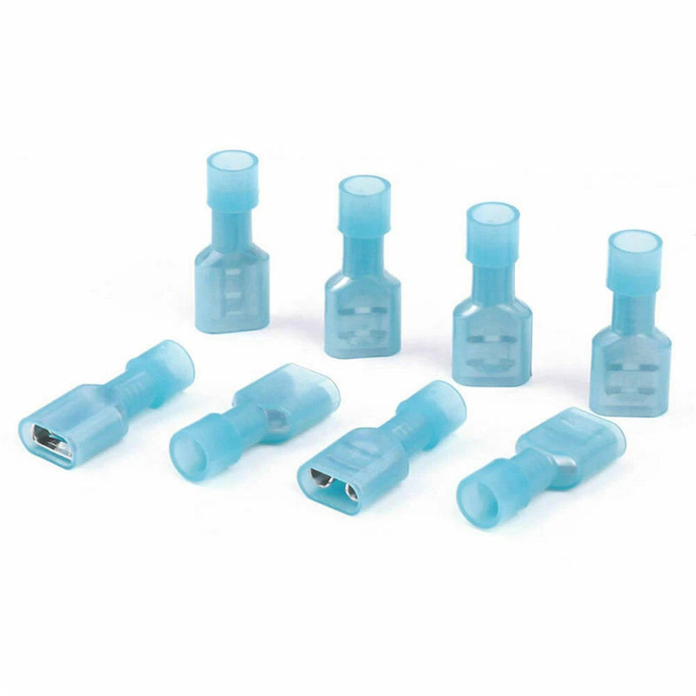 50PCS Blue Insulated Spade Crimp Wire Connector Female Terminal