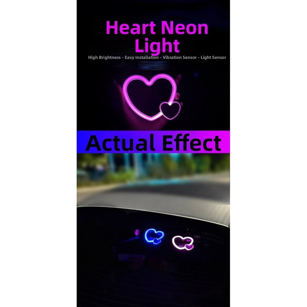 Solar Powered Heart Shaped Neon LED Light for Car Window Lamp