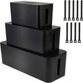 Cable Management Box for Organizing Wires and Power Strips (BK/WT)