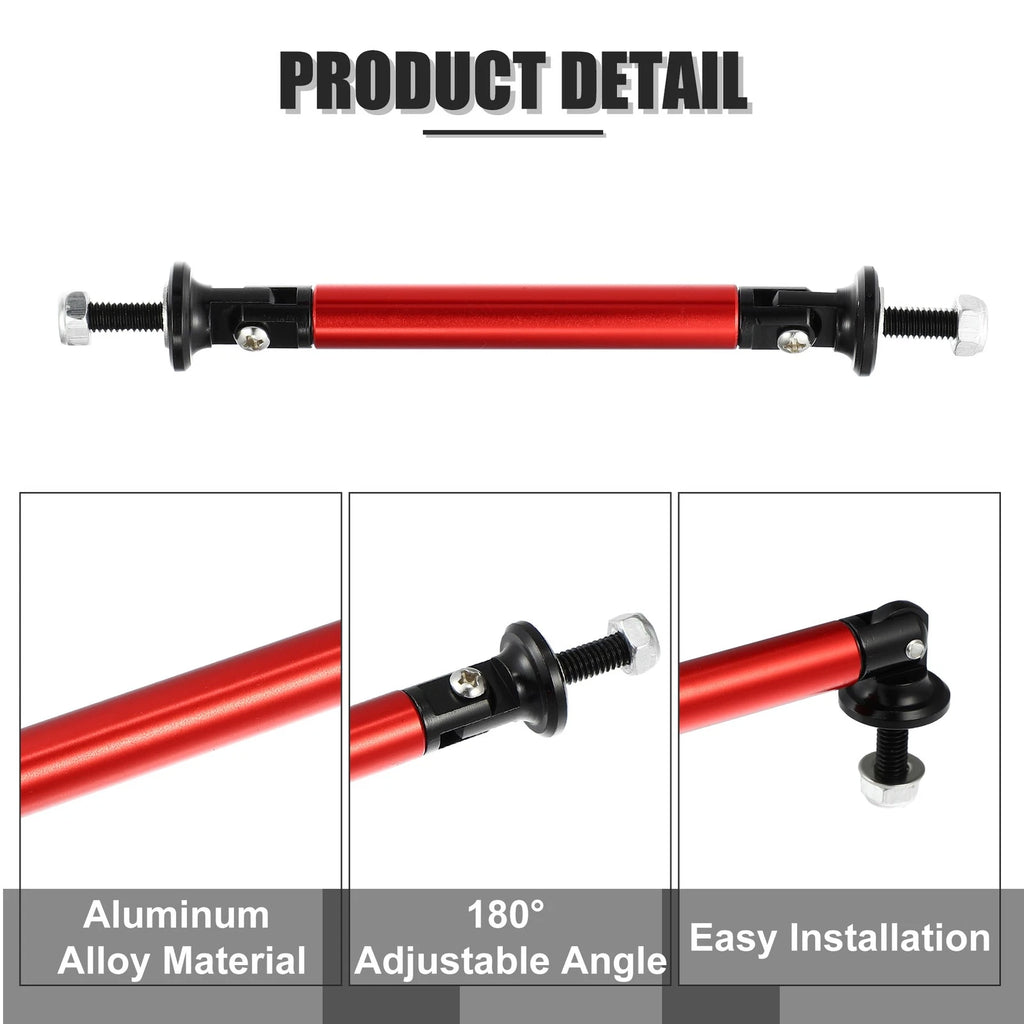 1 Pair Adjustable Front Bumper Lip Splitter Strut Rod Tie Support Bar Red for