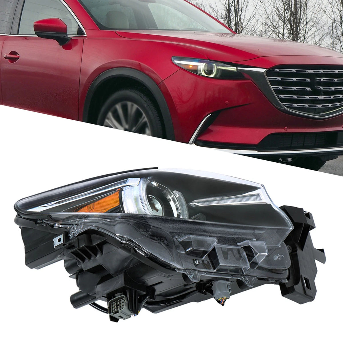 Full LED Headlight Right Side for Mazda CX-9 (2016–2023) AFS Black