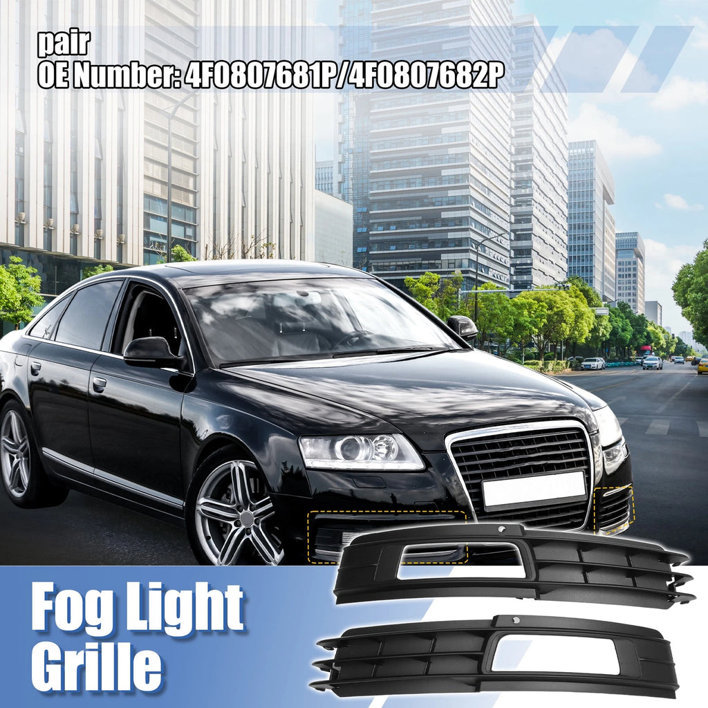 Fog Light Grille Mesh Left Right Replacement for Audi A6 C6 Avant (2008–2011)