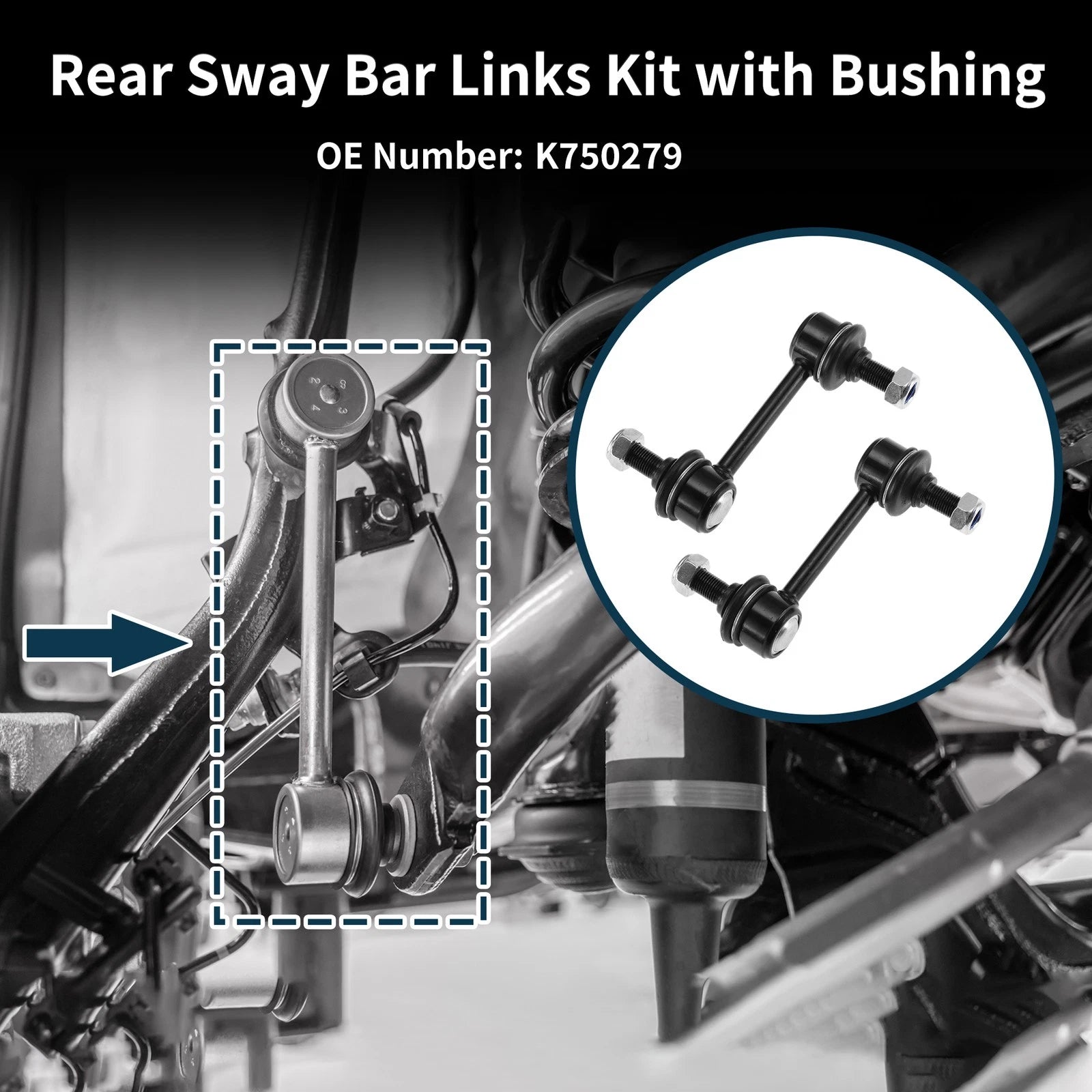 2X Rear Stabilizer Link No Bushing for Hyundai Santa Fe (2013–2018)
