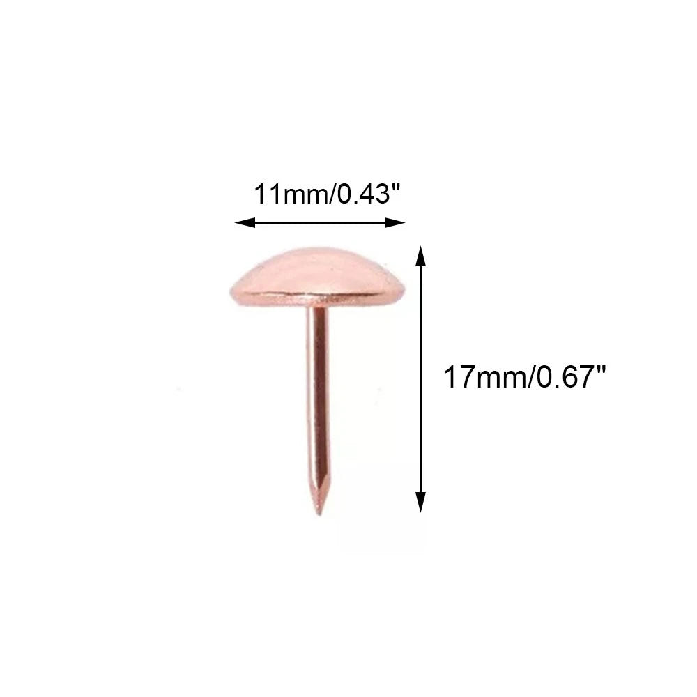 100Pcs Upholstery Nails Pins for Furniture Craft (11mm x 17mm) Rose Color