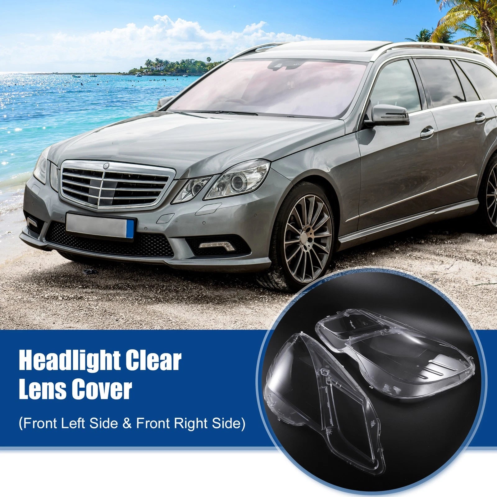 Headlight Clear Lens Cover for Mercedes Benz E Class Pair (2003–2009)
