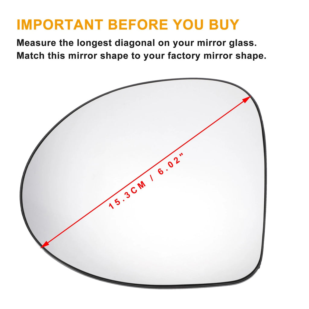 Left Side Heated White Mirror Glass for Renault Twingo (2007–2014)