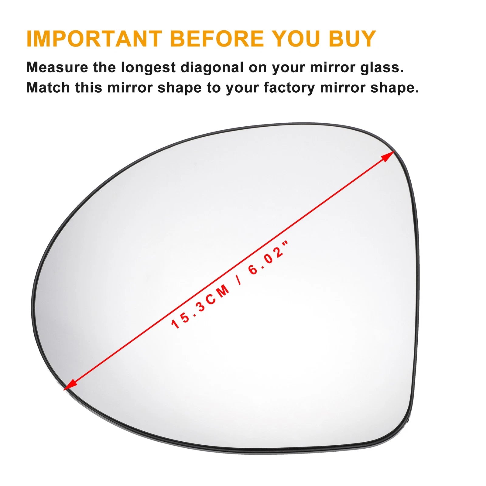 Left Side Heated White Mirror Glass for Renault Twingo (2007–2014)
