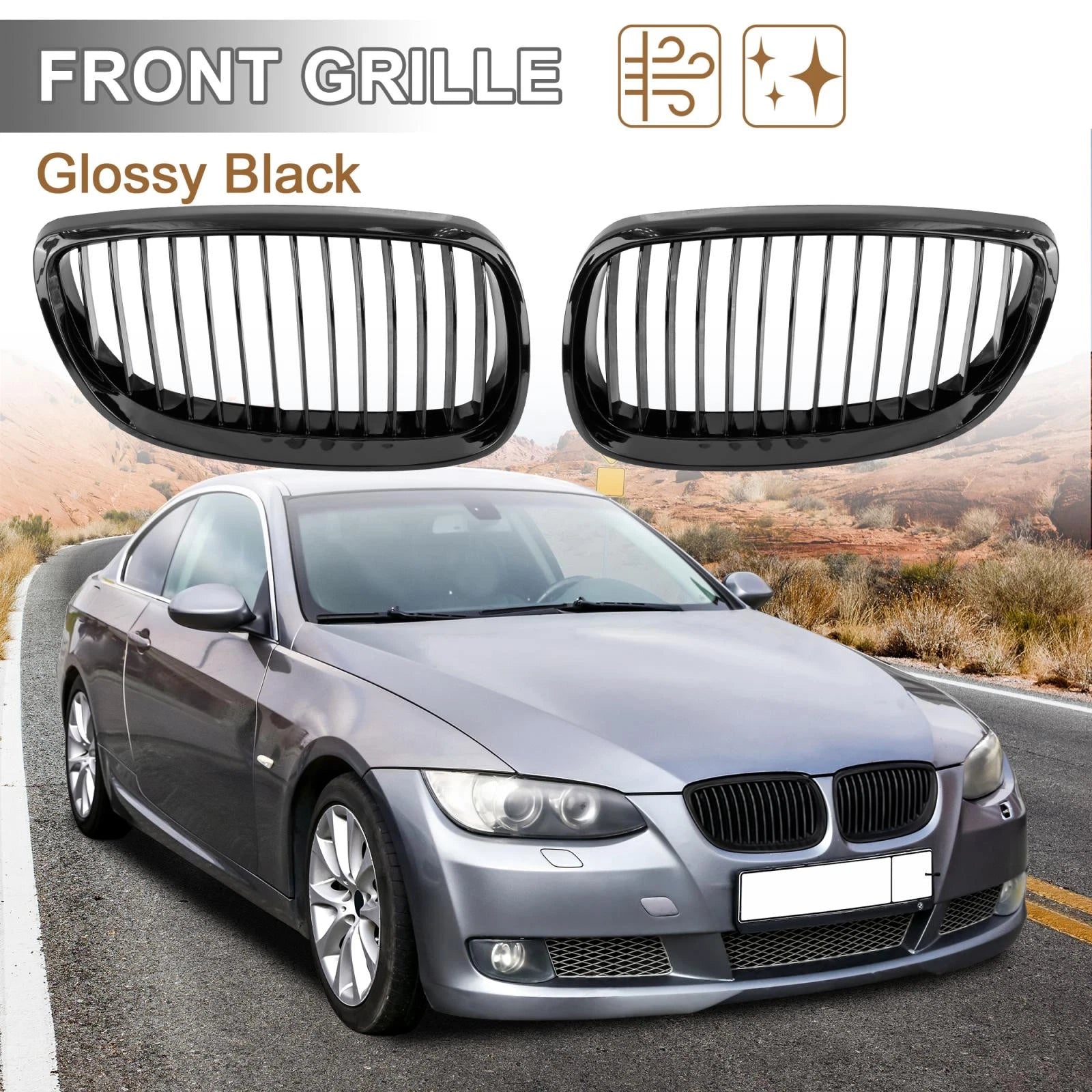 Front Gloss Black Kidney Grille for BMW 3 Series E92 (2007–2010) 2 Door