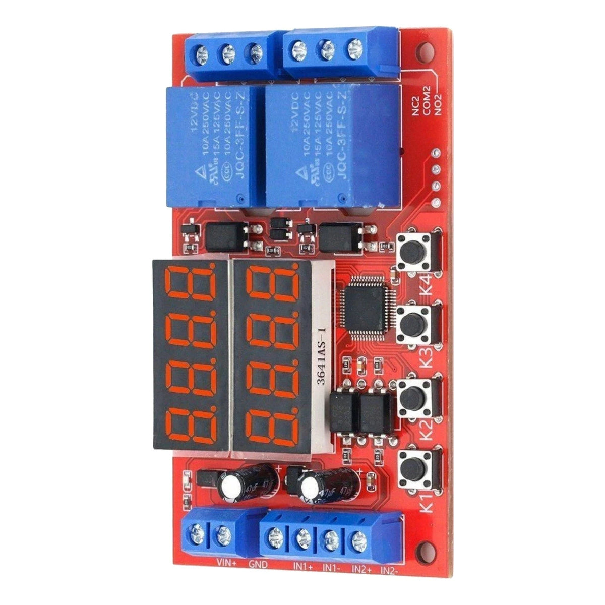 Dual Channel 12V 10A Programmable Timer Relay Module 32 Mode Delay Controller